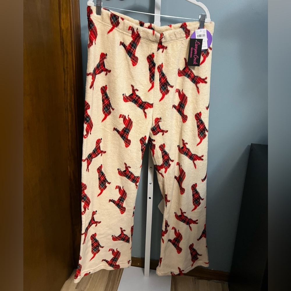 🇺🇸$3🇺🇸Canyon Creek Women’s Fleece Plaid Dog Pajama Lounge Pants NWT ** Call out